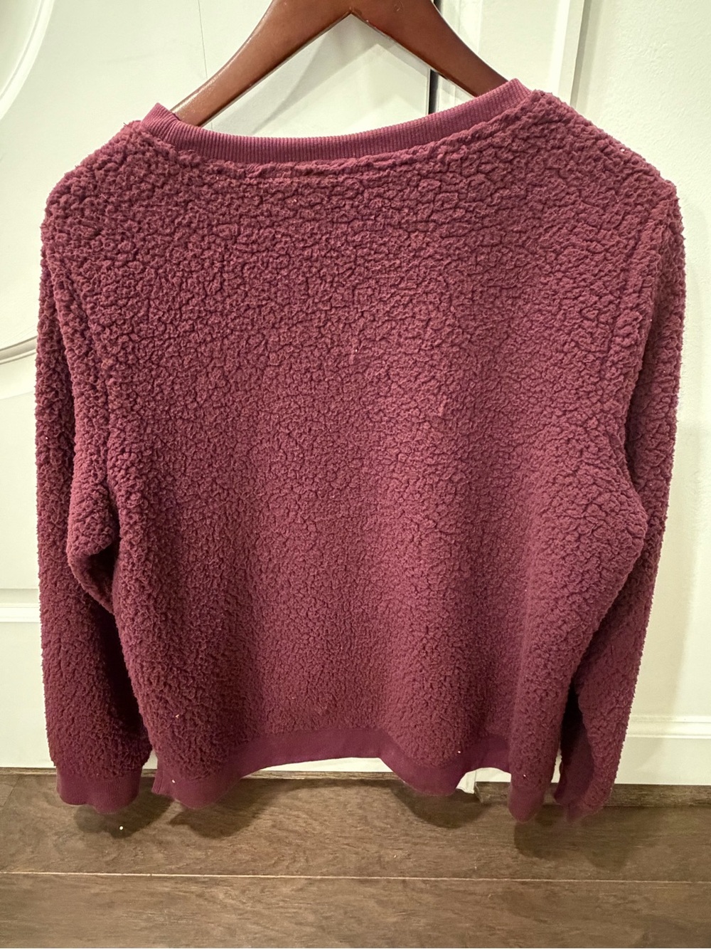 Calvin Klein Women's Crewneck Sherpa Sweater - Plum - Picture 4 of 5
